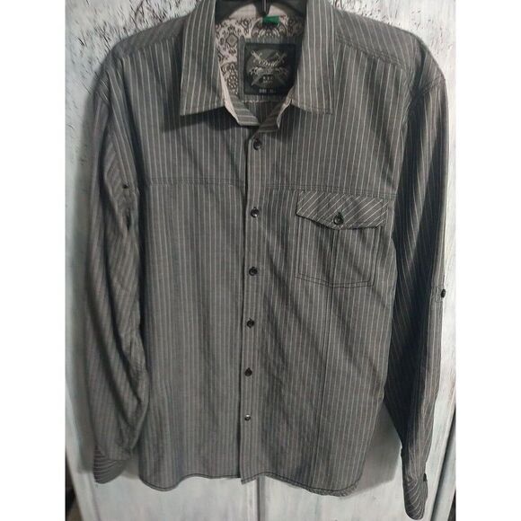 Drill Y2K Grunge Men's Buttoned Collared Shirt Size XL Gray - Picture 3 of 9